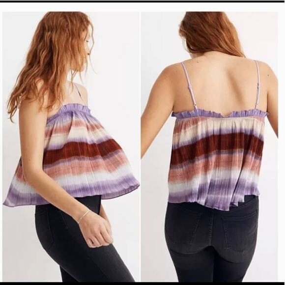 Madewell Texture & Thread Micropleat Tank top in Ombre Rainbow: S - Picture 2 of 13